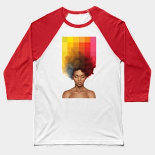 Rainbow Pixel Afro Art Baseball T-Shirt